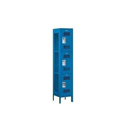 SALSBURY INDUSTRIES Salsbury Industries 83168BL-U 18 in. D Extra Wide Vented Metal Locker - Triple Tier - 1 Wide - Unassembled - Blue 83168BL-U